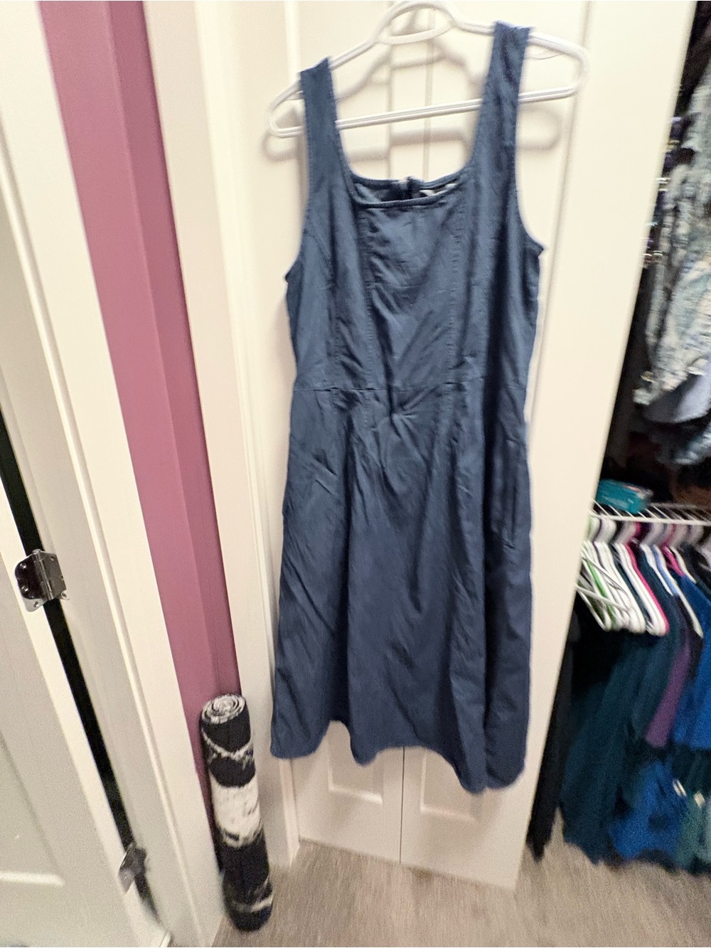 Classic Sleeveless Blue A-Line Dress denim look Joe fresh pockets